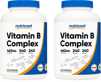 Nutricost High Potency Vitamin B Complex 462mg, 120 Capsules - with Vitamin C - Energy Complex - PrimeBioHealth - canada supplements