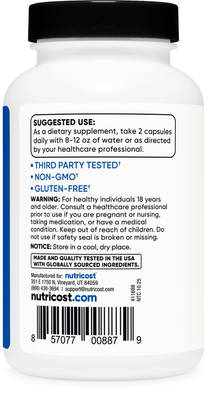 Nutricost HMB (Beta-Hydroxy Beta-Methylbutyrate) 1000mg (120 Capsules) - 500mg Per Capsule, 60 Servings - Gluten Free and Non-GMO - PrimeBioHealth - canada supplements