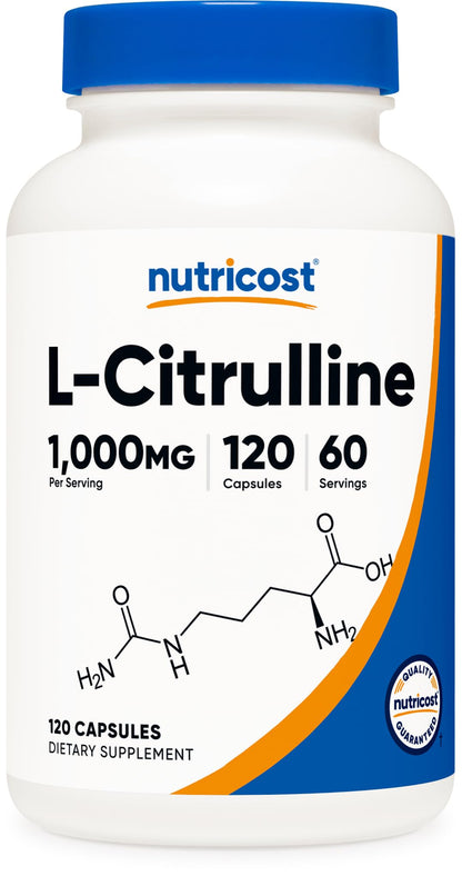 Nutricost L-Citrulline 1500mg, 180 Capsules - 750mg Per Capsule, Gluten Free, Non-GMO, Packaging May Vary - PrimeBioHealth - canada supplements