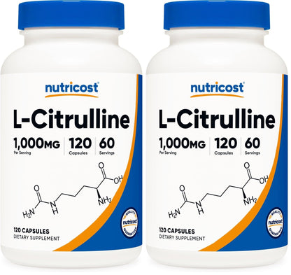 Nutricost L-Citrulline 1500mg, 180 Capsules - 750mg Per Capsule, Gluten Free, Non-GMO, Packaging May Vary - PrimeBioHealth - canada supplements