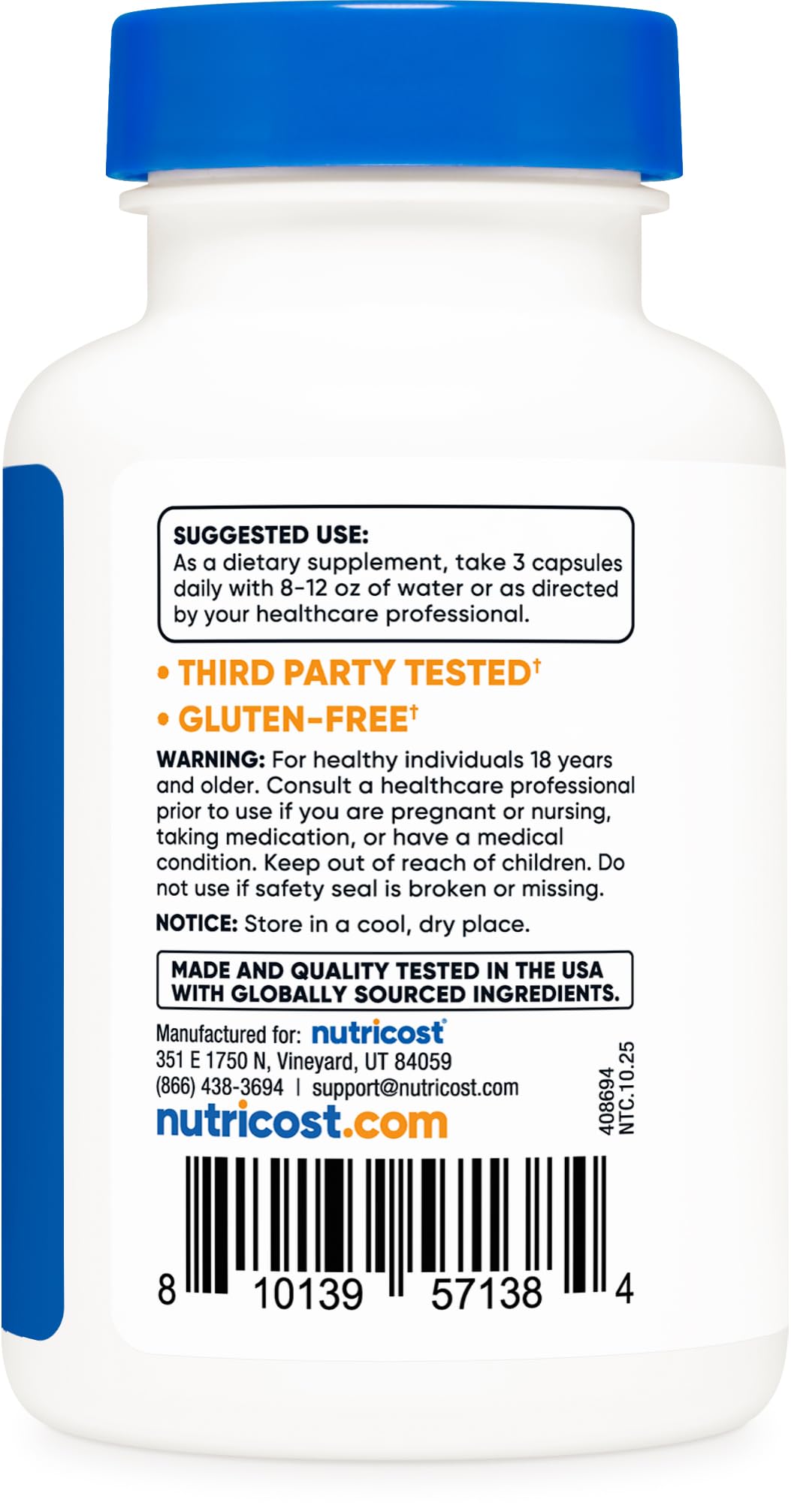 Nutricost Magnesium Glycinate Capsules, 180 Capsules, 210mg | Gentle Absorption, Magnesium Glycinate Supplement - PrimeBioHealth - canada supplements