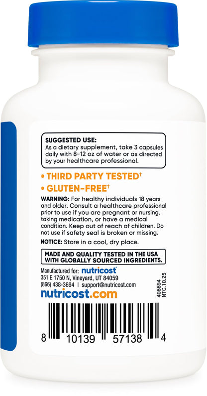 Nutricost Magnesium Glycinate Capsules, 180 Capsules, 210mg | Gentle Absorption, Magnesium Glycinate Supplement - PrimeBioHealth - canada supplements