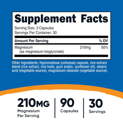 Nutricost Magnesium Glycinate Capsules, 180 Capsules, 210mg | Gentle Absorption, Magnesium Glycinate Supplement - PrimeBioHealth - canada supplements