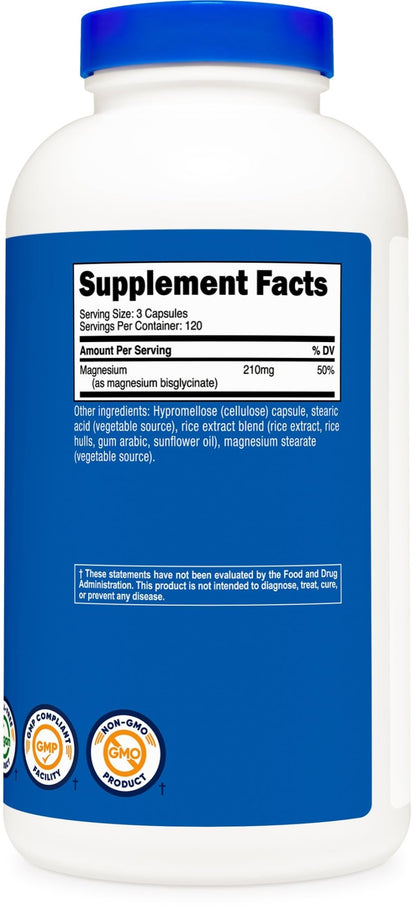 Nutricost Magnesium Glycinate Capsules, 180 Capsules, 210mg | Gentle Absorption, Magnesium Glycinate Supplement - PrimeBioHealth - canada supplements