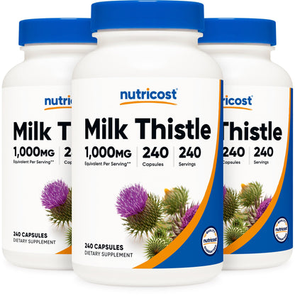 Nutricost Milk Thistle Extract 240 Capsules for 240 Servings Per Bottle - Vegan, GMO Free and Gluten Free - PrimeBioHealth - canada supplements