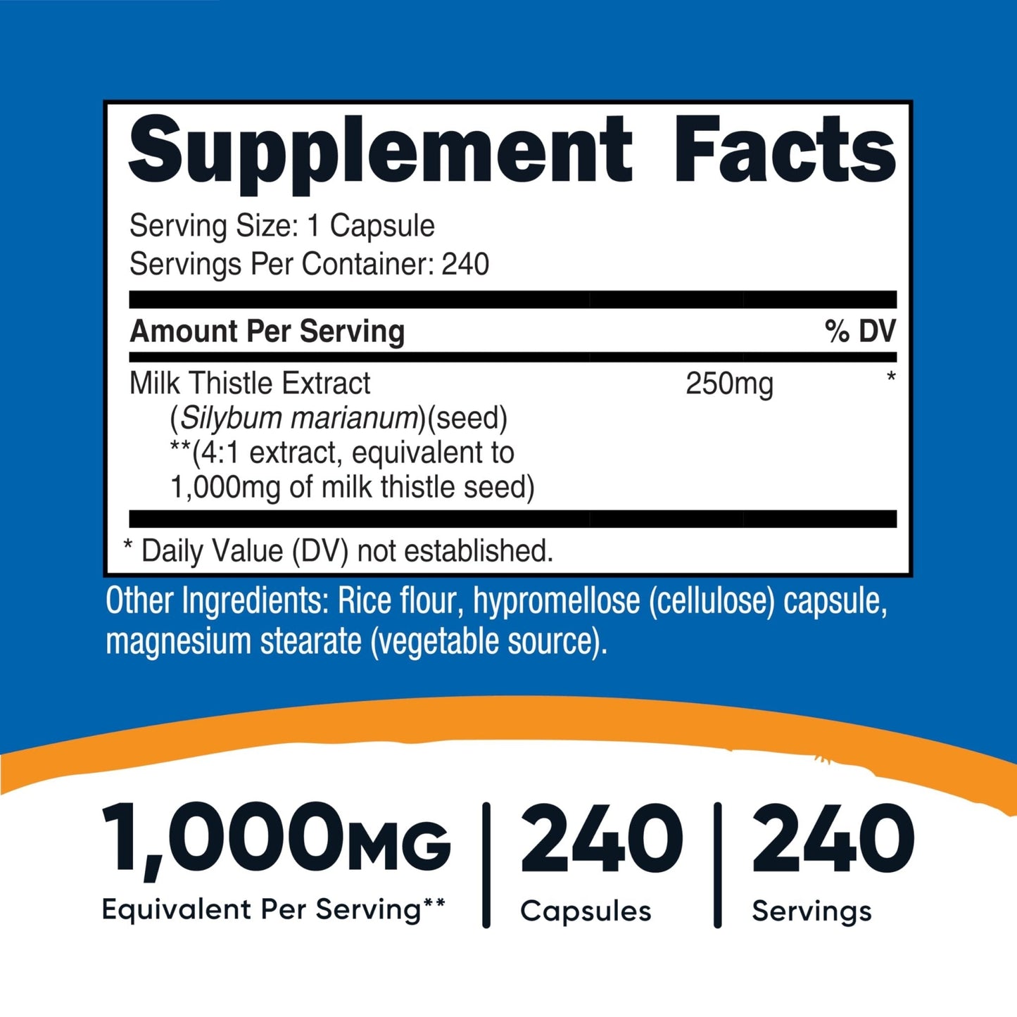 Nutricost Milk Thistle Extract 240 Capsules for 240 Servings Per Bottle - Vegan, GMO Free and Gluten Free - PrimeBioHealth - canada supplements