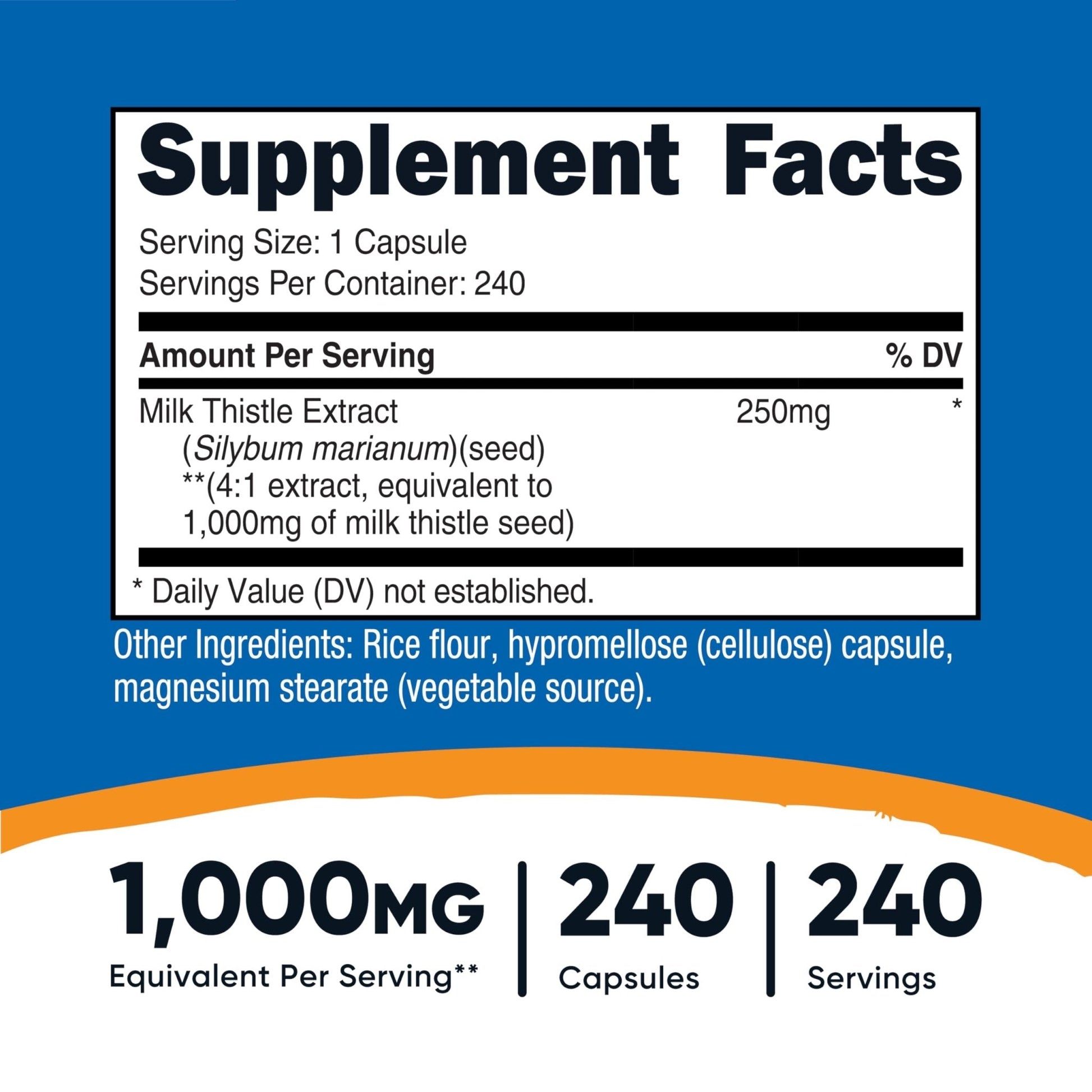 Nutricost Milk Thistle Extract 240 Capsules for 240 Servings Per Bottle - Vegan, GMO Free and Gluten Free - PrimeBioHealth - canada supplements