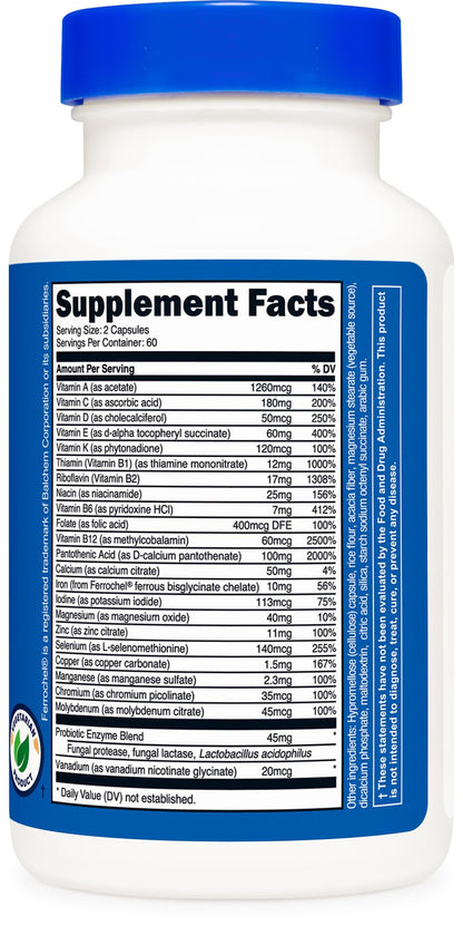 Nutricost Multivitamin with Probiotics 120 Vegetarian Capsules - Packed with Vitamins & Minerals - PrimeBioHealth - canada supplements
