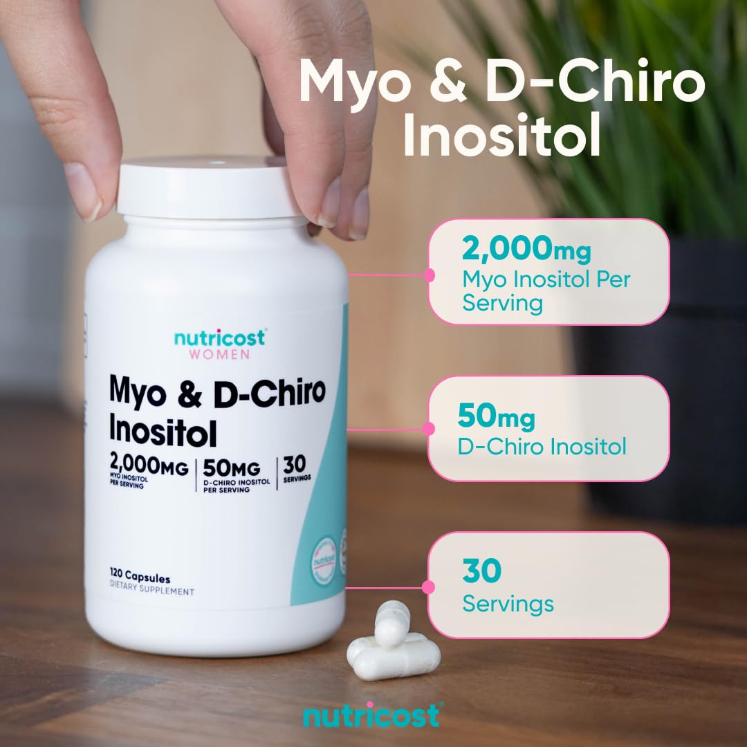 Nutricost Myo Inositol & D-Chiro Inositol for Women 2000mg, 120 Capsules, 2000mg Myo & 50mg D-Chiro Per Serving, 30 Servings - PrimeBioHealth - canada supplements