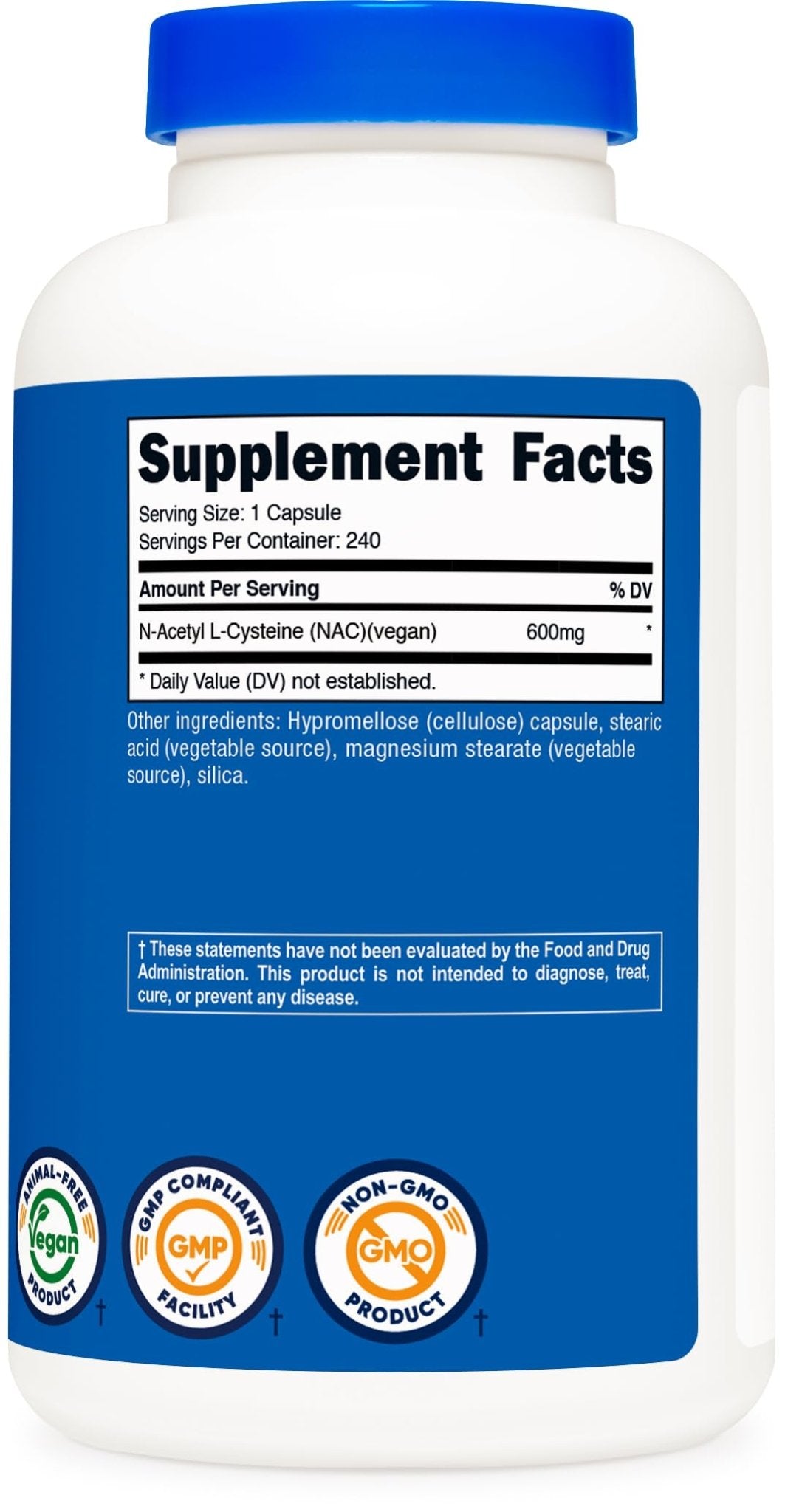 Nutricost N-Acetyl L-Cysteine (NAC) 600mg, 180 Capsules | GMO-Free And Gluten Free - PrimeBioHealth - canada supplements