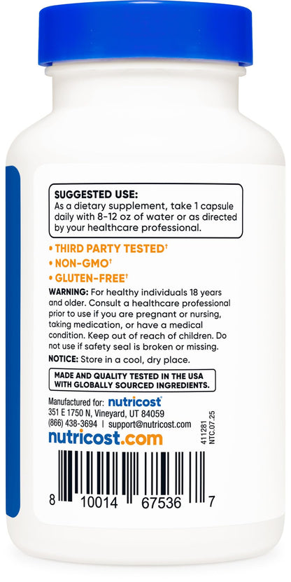 Nutricost N-Acetyl L-Cysteine (NAC) 600mg, 180 Capsules | GMO-Free And Gluten Free - PrimeBioHealth - canada supplements