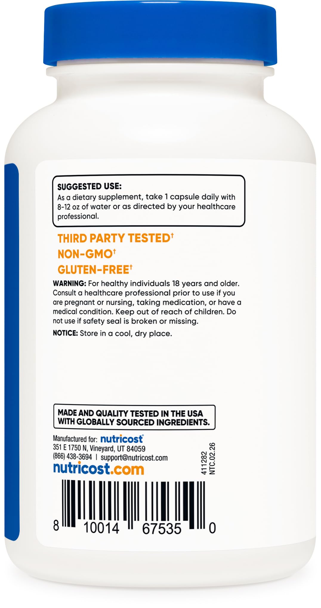 Nutricost N-Acetyl L-Cysteine (NAC) 600mg, 180 Capsules | GMO-Free And Gluten Free - PrimeBioHealth - canada supplements