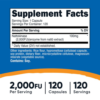 Nutricost Nattokinase 2,000FU, 120 Capsules - Gluten Free, Non-GMO, Vegetarian Friendly - PrimeBioHealth - canada supplements