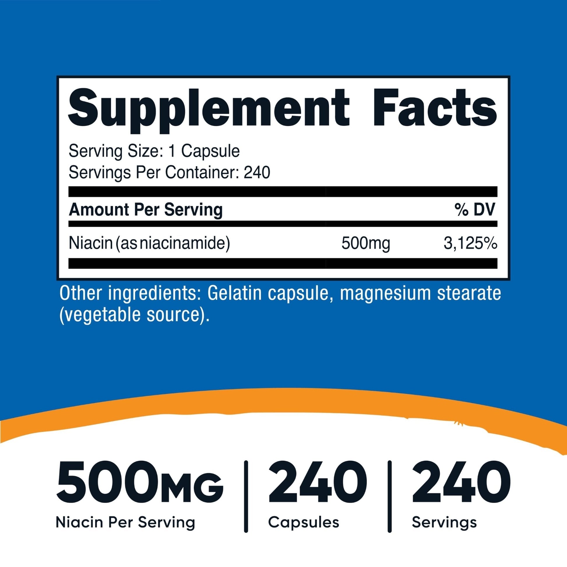 Nutricost Niacinamide (Vitamin B3) 500mg, 240 Capsules - Non-GMO, Gluten Free, Flush Free Vitamin B3 - PrimeBioHealth - canada supplements