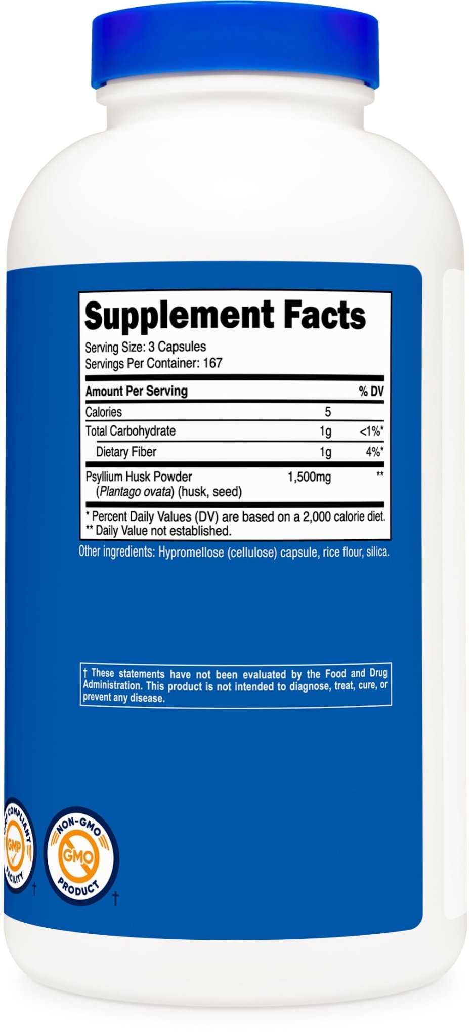 Nutricost Psyllium Husk 1500mg Per Serving, 500 Capsules - Non-GMO & Gluten Free - PrimeBioHealth - canada supplements