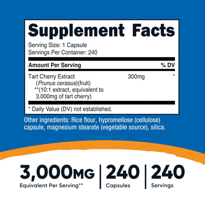 Nutricost Tart Cherry Extract 240 Vegetarian Capsules for 240 Servings per Bottle - Gluten Free, Non-GMO - PrimeBioHealth - canada supplements