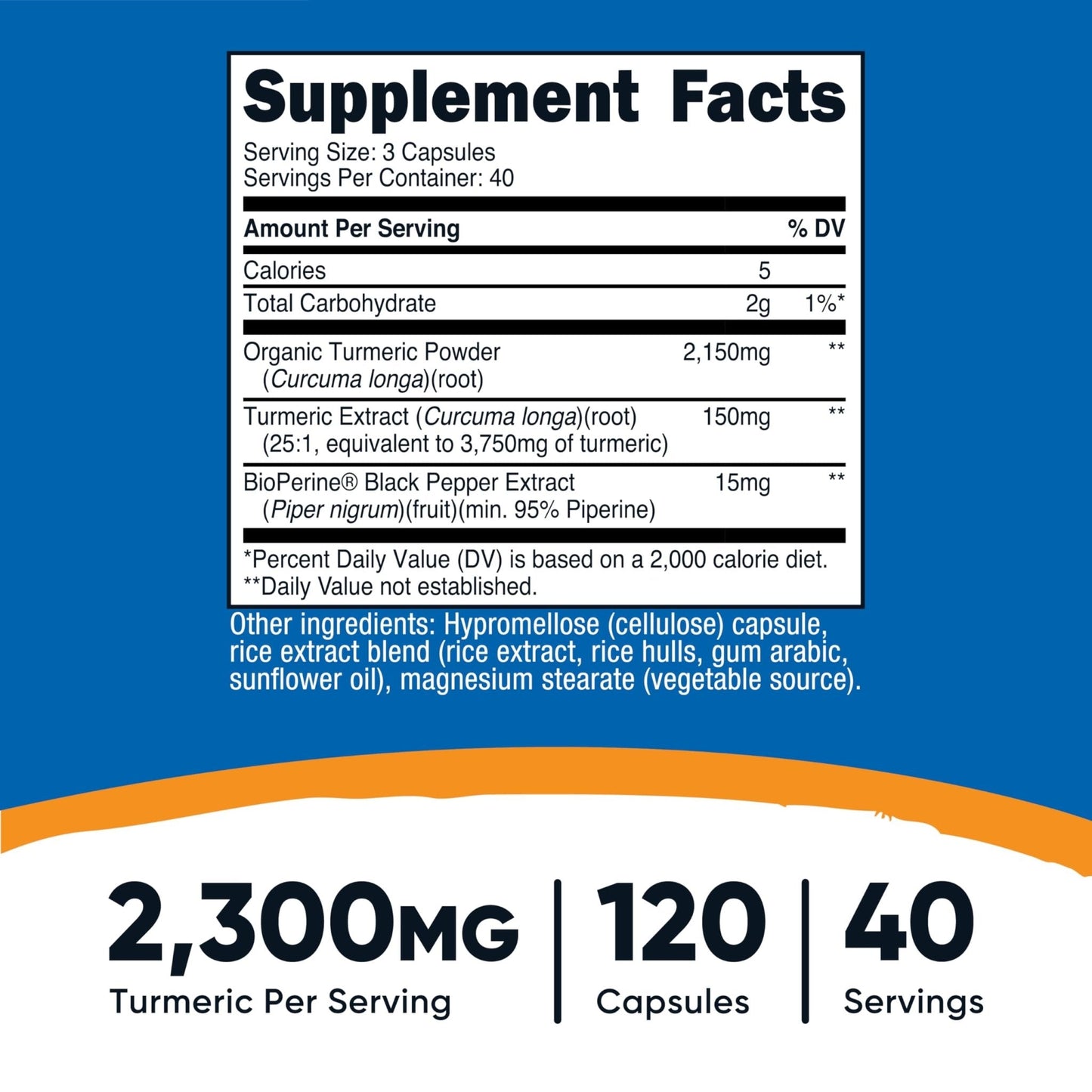 Nutricost Turmeric Curcumin with BioPerine and 95% Curcuminoids, 2300mg, 120 Capsules, Veggie Capsules, 767mg Per Cap, 40 Servings, Gluten Free, Non-GMO - PrimeBioHealth - canada supplements