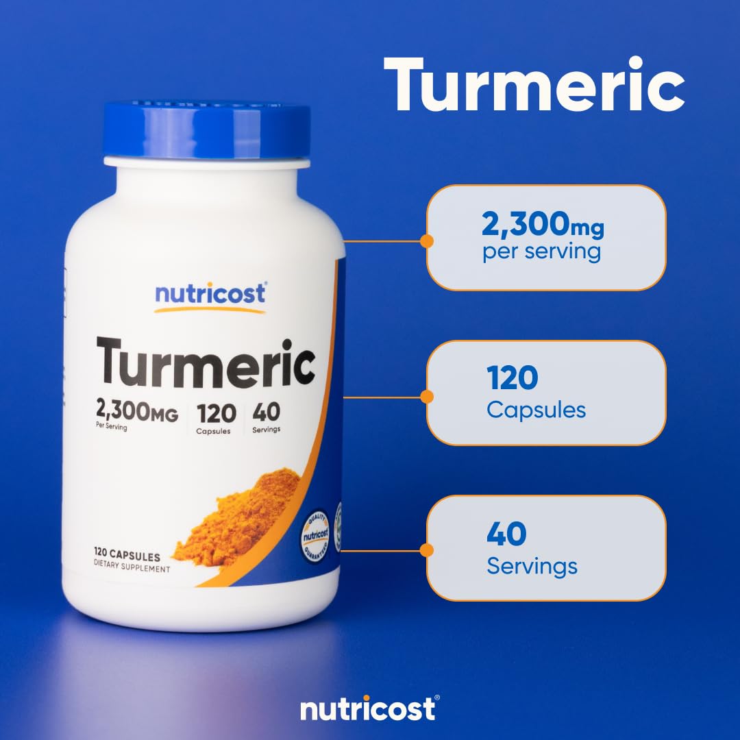 Nutricost Turmeric Curcumin with BioPerine and 95% Curcuminoids, 2300mg, 120 Capsules, Veggie Capsules, 767mg Per Cap, 40 Servings, Gluten Free, Non-GMO - PrimeBioHealth - canada supplements