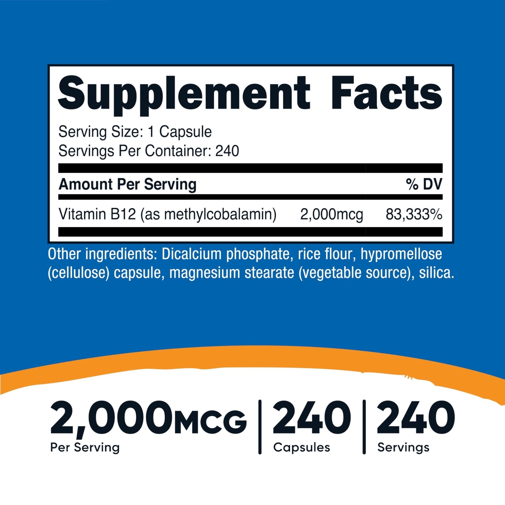 Nutricost Vitamin B12 (Methylcobalamin) 2000mcg, 240 Capsules - Vegetarian Caps, Non-GMO, Gluten Free B12 Supplement - PrimeBioHealth - canada supplements