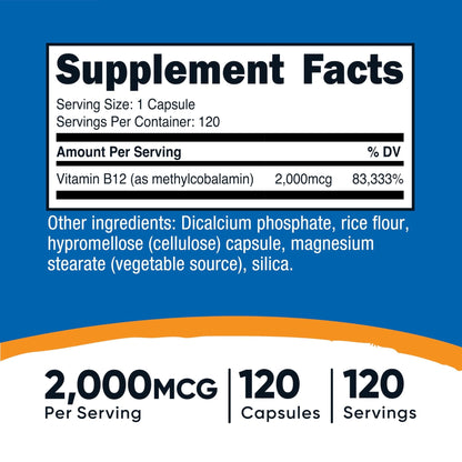 Nutricost Vitamin B12 (Methylcobalamin) 2000mcg, 240 Capsules - Vegetarian Caps, Non-GMO, Gluten Free B12 Supplement - PrimeBioHealth - canada supplements