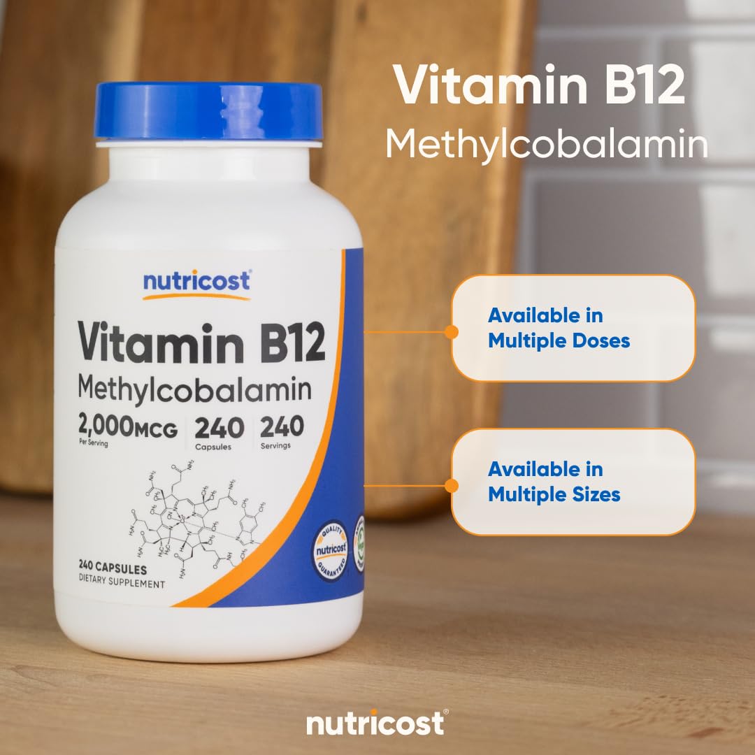 Nutricost Vitamin B12 (Methylcobalamin) 2000mcg, 240 Capsules - Vegetarian Caps, Non-GMO, Gluten Free B12 Supplement - PrimeBioHealth - canada supplements