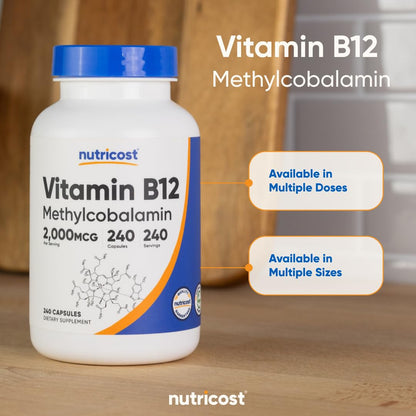 Nutricost Vitamin B12 (Methylcobalamin) 2000mcg, 240 Capsules - Vegetarian Caps, Non-GMO, Gluten Free B12 Supplement - PrimeBioHealth - canada supplements
