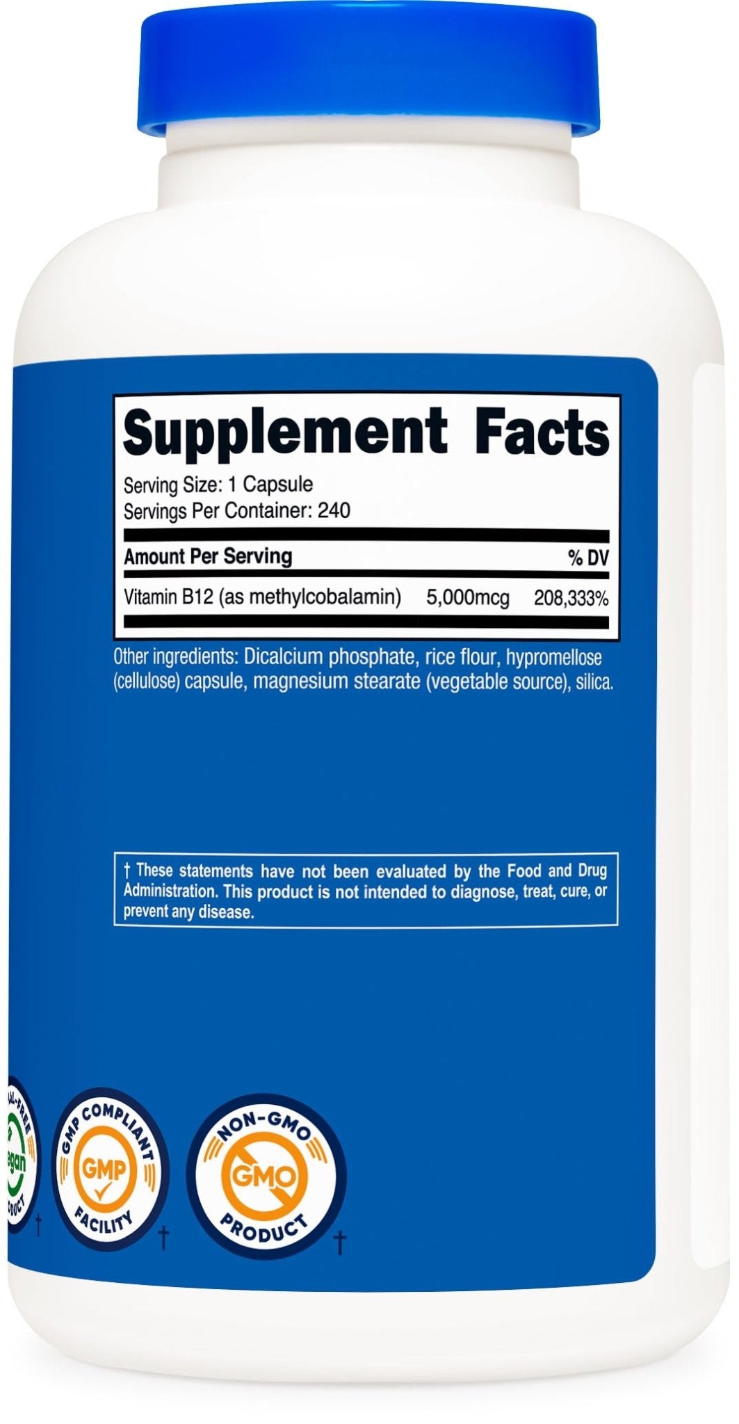 Nutricost Vitamin B12 (Methylcobalamin) 5000mcg, 240 Capsules - Vegetarian Caps, Non-GMO, Gluten Free B12 Supplement - PrimeBioHealth - canada supplements