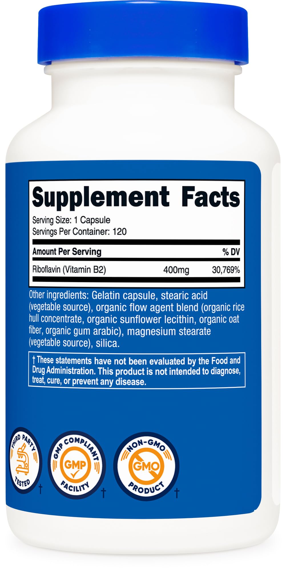 Nutricost Vitamin B2 (Riboflavin) 400mg, 120 Capsules - Gluten Free, Non-GMO - PrimeBioHealth - canada supplements