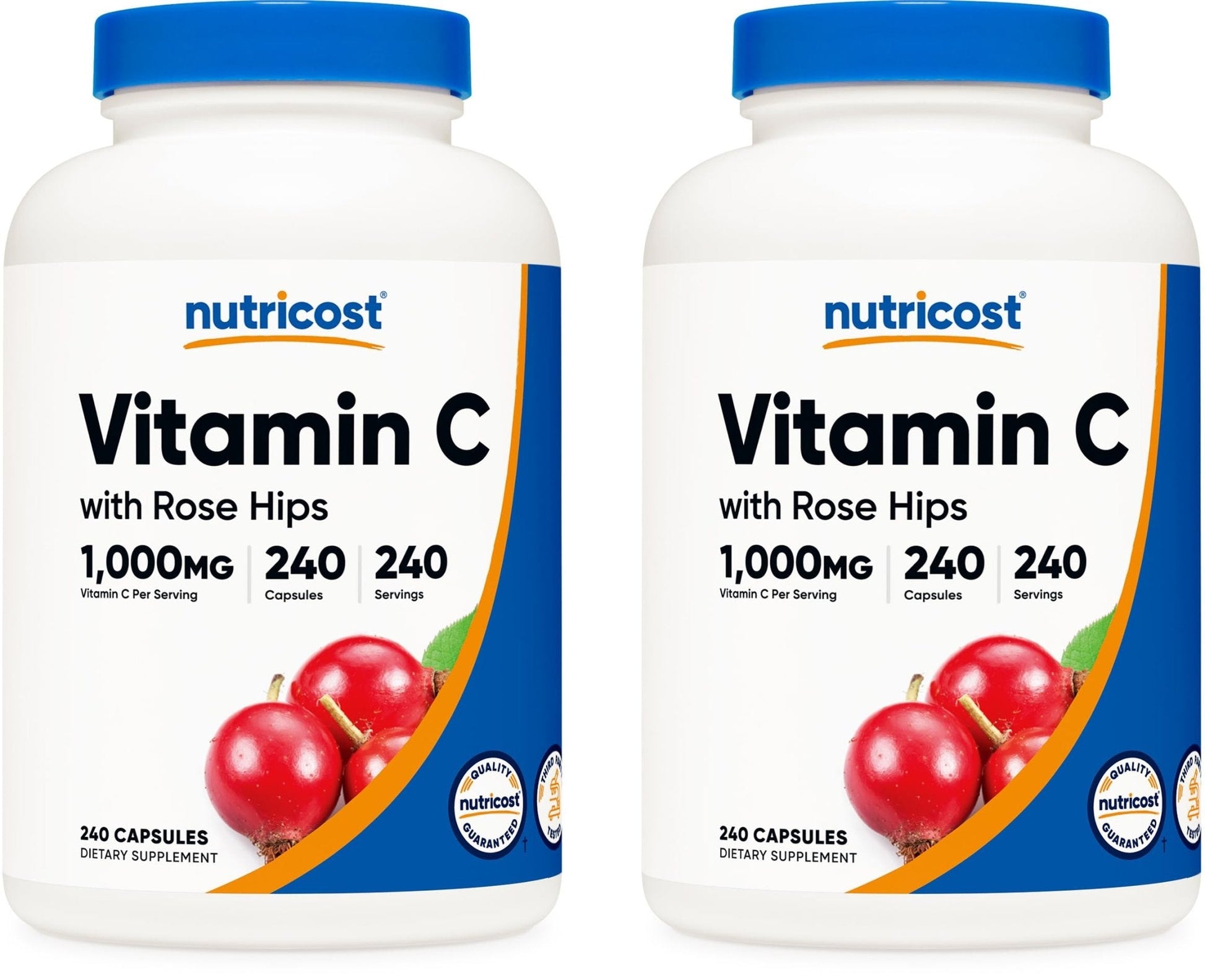 Nutricost Vitamin C with Rose Hips 1025mg, 240 Capsules, Gluten Free | Vitamin C 1,000mg, Rose Hips 25mg, GMO-Free - PrimeBioHealth - canada supplements