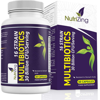 NutriZing Vegan Probiotics for Digestive Health - 30 Billion CFU & 16 strains - Bifidobacterium & Lactobacillus Probiotics for Men & Women - PrimeBioHealth - canada supplements