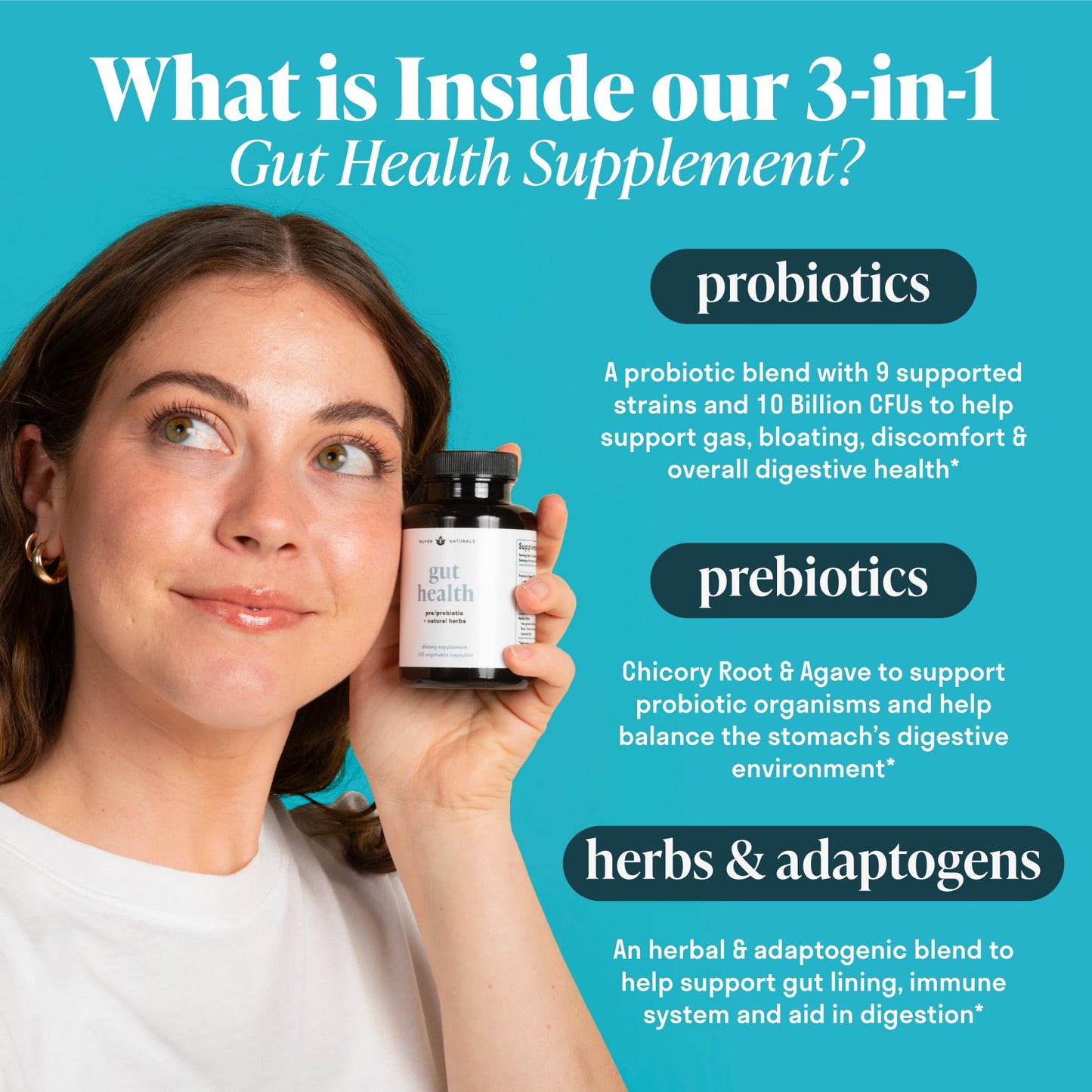Nuven Naturals All-in-One Gut Health w/Probiotics, Prebiotics, Digestion-Supporting Herbs - PrimeBioHealth - canada supplements