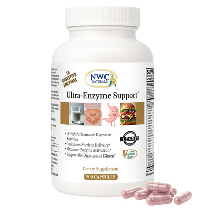 NWC Naturals Ultra-Enzyme Support, Natural Digestive Supplement, Promotes Optimal Health and Digestion, 200 count Capsules - PrimeBioHealth - canada supplements