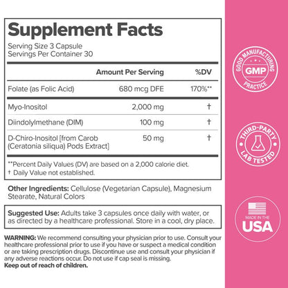 O Positiv FLO Ovarian Health Support - Hormone Balance for Women, Supplement with DIM, Myo & D-Chiro Inositol, Folic Acid - Supports Healthy Ovulation - PrimeBioHealth - canada supplements