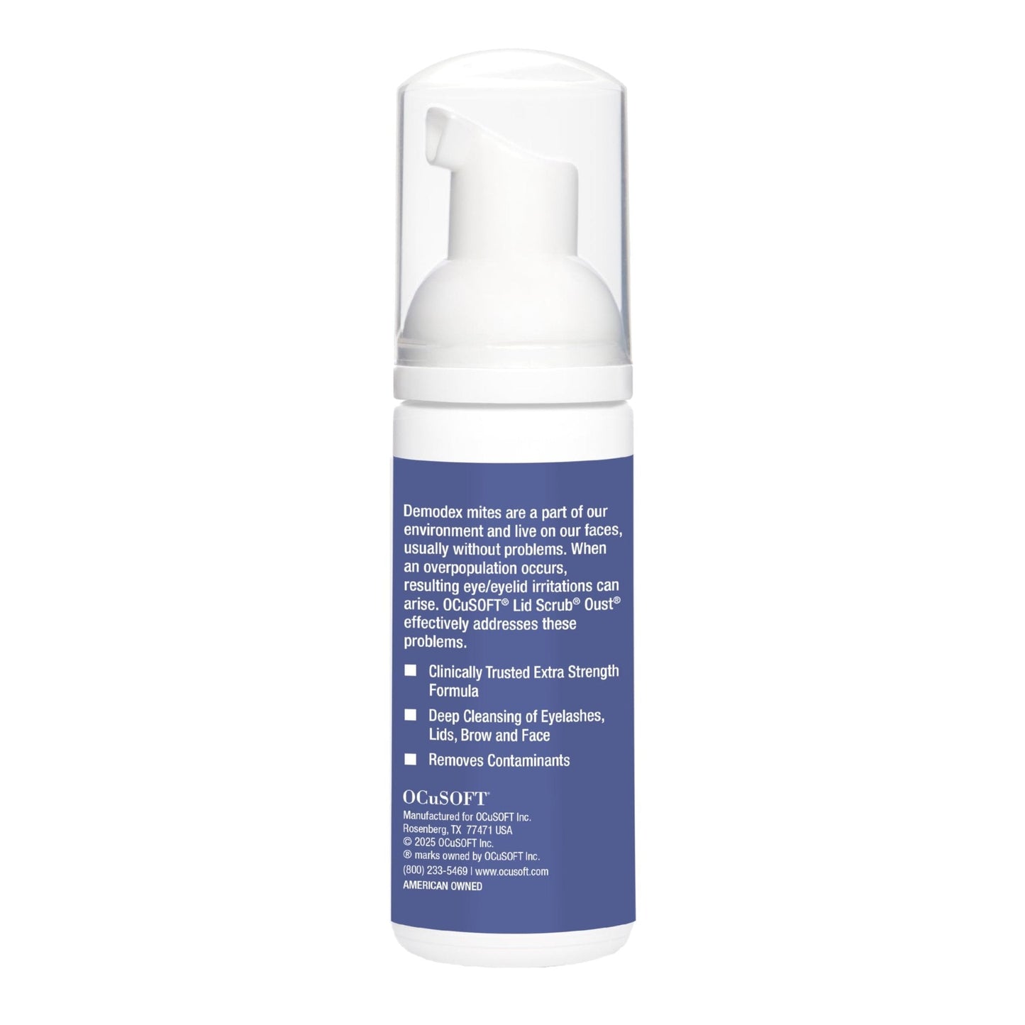 OCuSOFT Oust Demodex Foam Cleanser - Extra Strength - Foaming Cleanser for Eyelids & Eyelashes with Tea Tree Oil - PrimeBioHealth - canada supplements