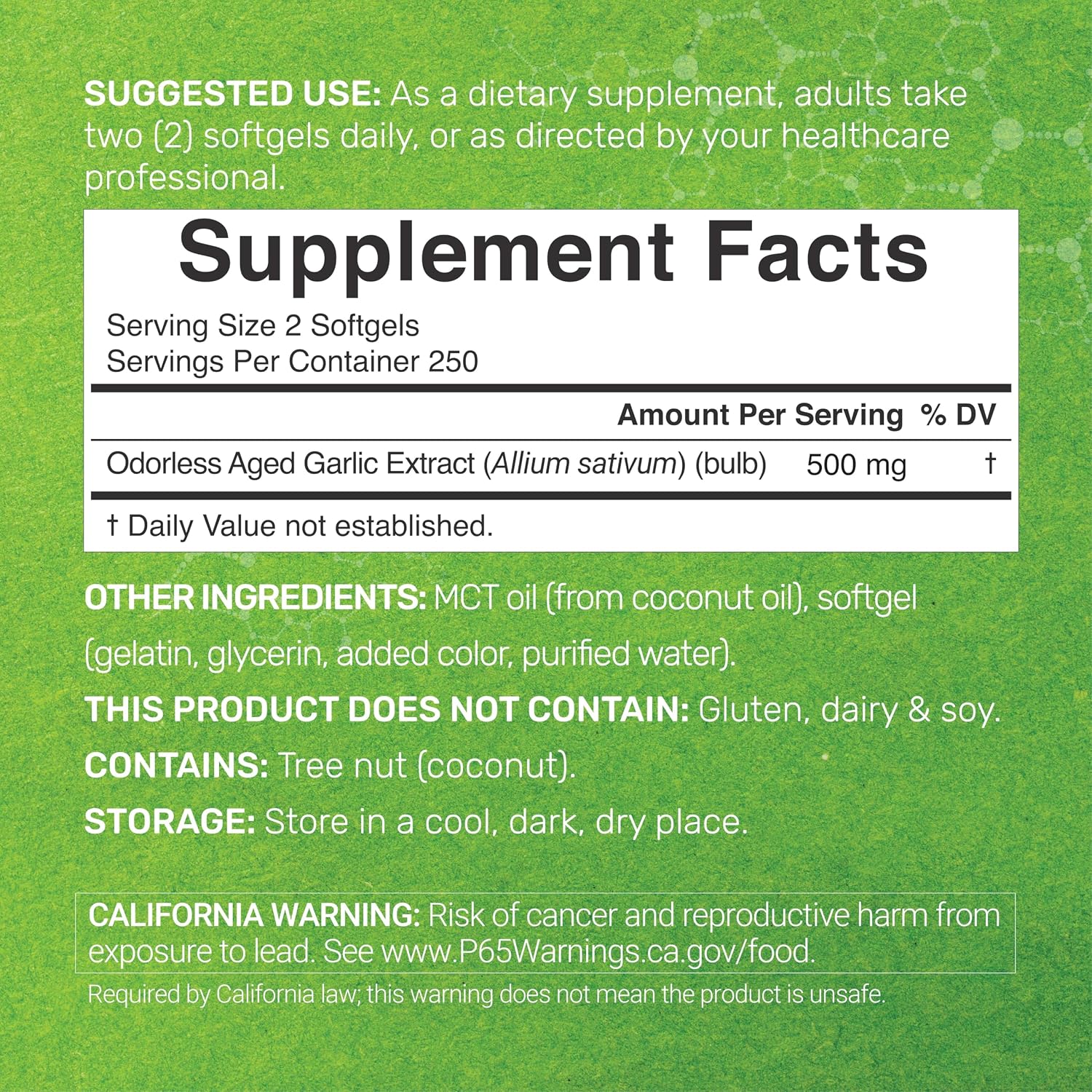 Odorless Aged Garlic, 500 Softgels – Enhanced with MCT Oil - Fresh Allium Sativum Bulb Source – 2-Years Aged Garlic Extract – Non-GMO, cGMP Manufactured - PrimeBioHealth - canada supplements