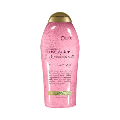 OGX Sensitive + Rose Water & Pink Sea Salt Exfoliating Body Scrub + Rose Quartz, Gentle Exfoliating Daily Body Wash Softens Skin - PrimeBioHealth - canada supplements