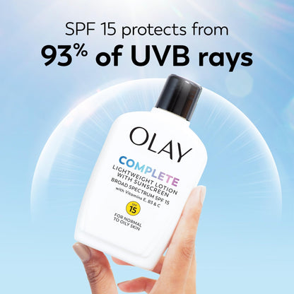 Olay Face Moisturizer, Complete with Sunscreen SPF 15, Daily Facial Lotion for Normal Skin, Lightweight Hydrating Broad Spectrum Sun Protection - PrimeBioHealth - canada supplements