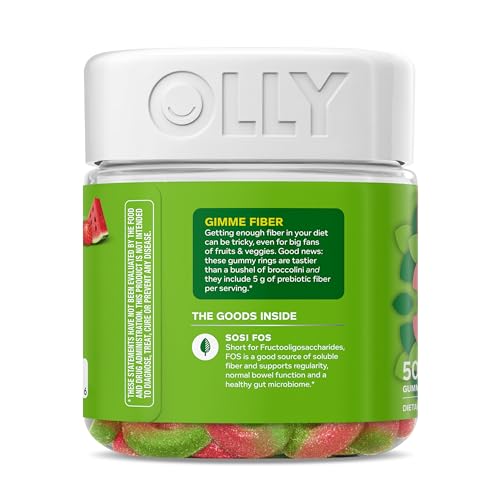 OLLY Fiber Gummy Rings, 5g Prebiotic Fiber, FOS (Fructo-oligosaccharides), Digestive Support, Berry Melon 50ct - PrimeBioHealth - canada supplements