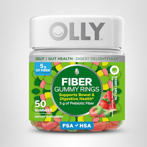OLLY Fiber Gummy Rings, 5g Prebiotic Fiber, FOS (Fructo-oligosaccharides), Digestive Support, Berry Melon 50ct - PrimeBioHealth - canada supplements