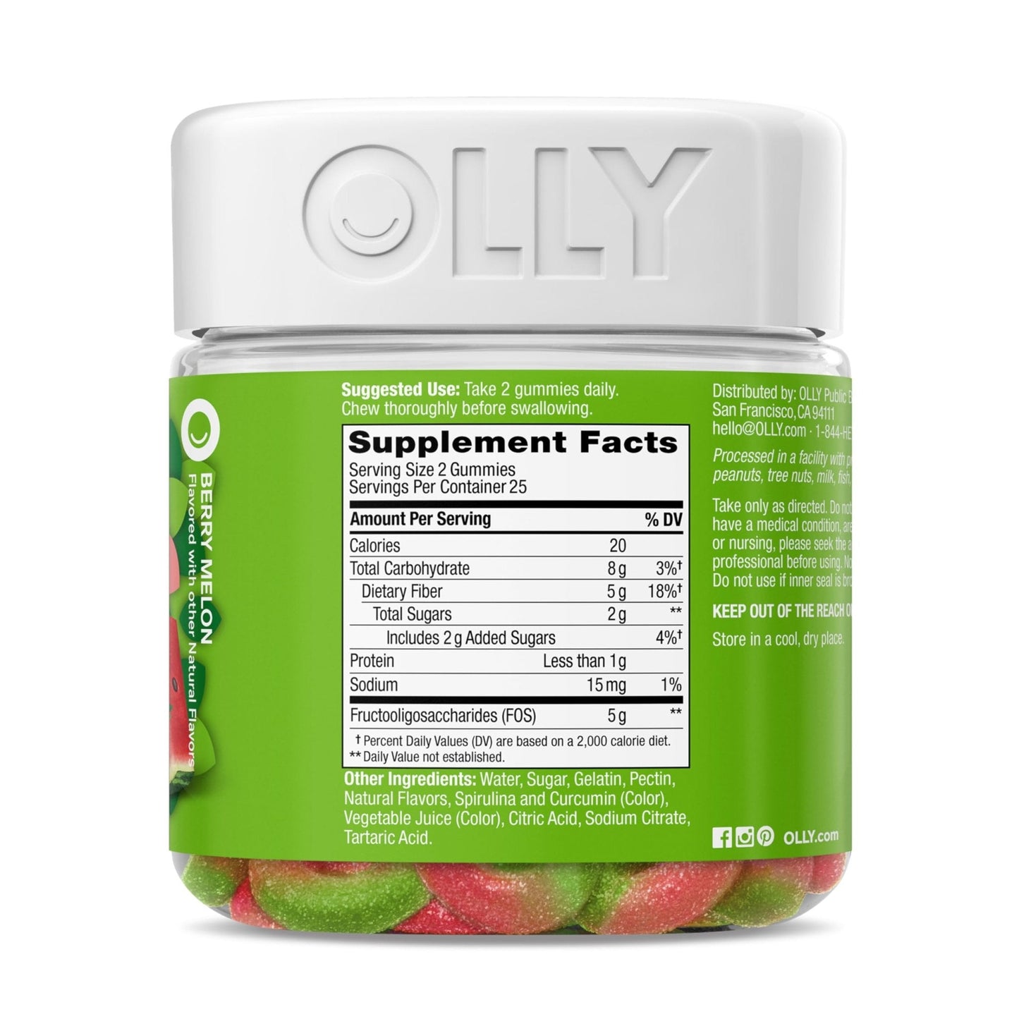 OLLY Fiber Gummy Rings, 5g Prebiotic Fiber, FOS (Fructo-oligosaccharides), Digestive Support, Berry Melon 50ct - PrimeBioHealth - canada supplements