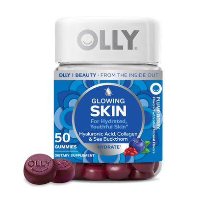 OLLY Glowing Skin Gummy, Hydrated & Youthful Skin,* Hyaluronic Acid, Collagen Peptides, Sea Buckthorn, Plump Berry Flavor - PrimeBioHealth - canada supplements