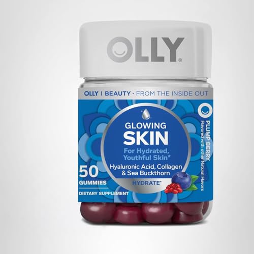 OLLY Glowing Skin Gummy, Hydrated & Youthful Skin,* Hyaluronic Acid, Collagen Peptides, Sea Buckthorn, Plump Berry Flavor - PrimeBioHealth - canada supplements