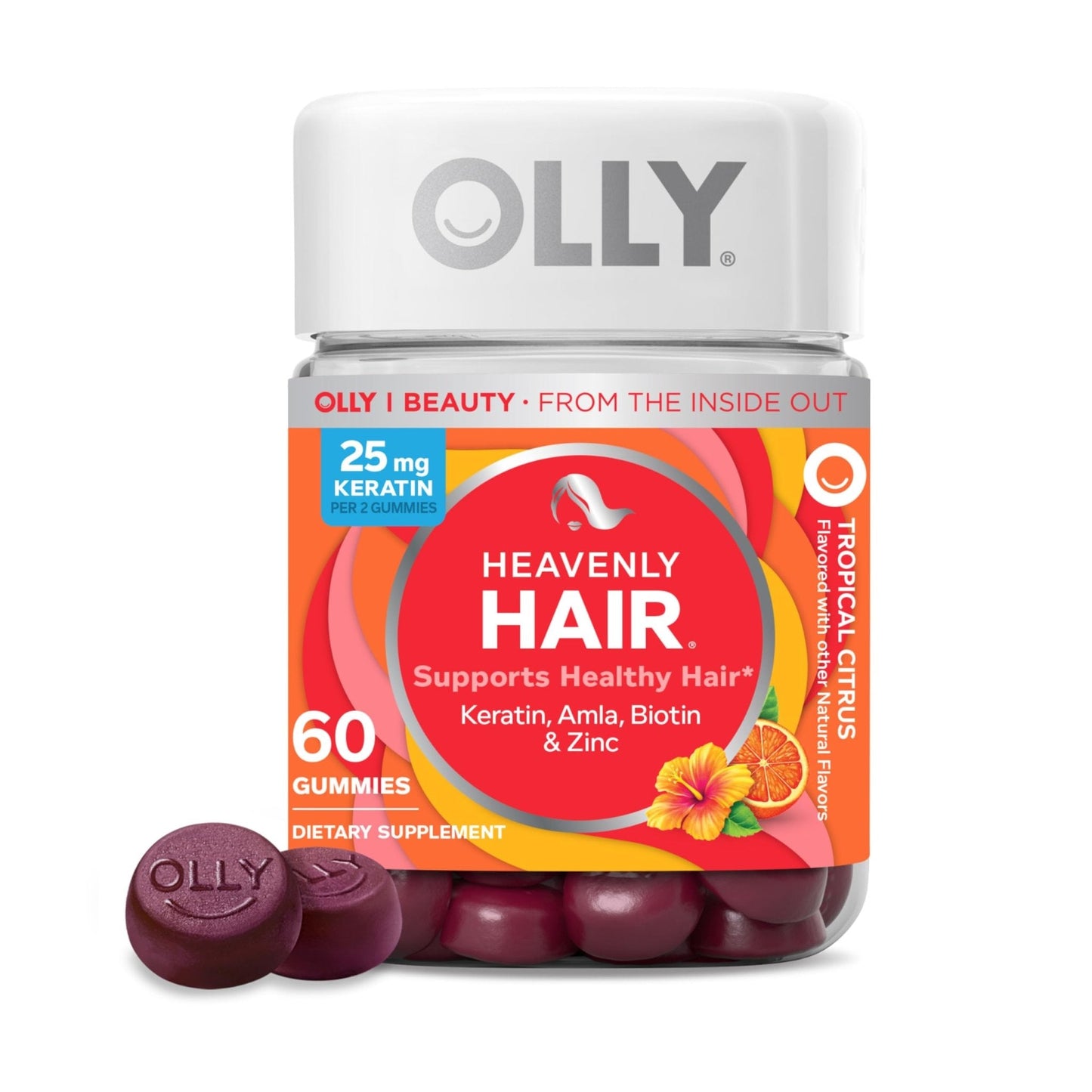 OLLY Heavenly Hair Gummy, Supports Healthy Hair, Keratin, Biotin, AMLA, Chewable Supplement, 30 Day Supply - 60 Count - PrimeBioHealth - canada supplements