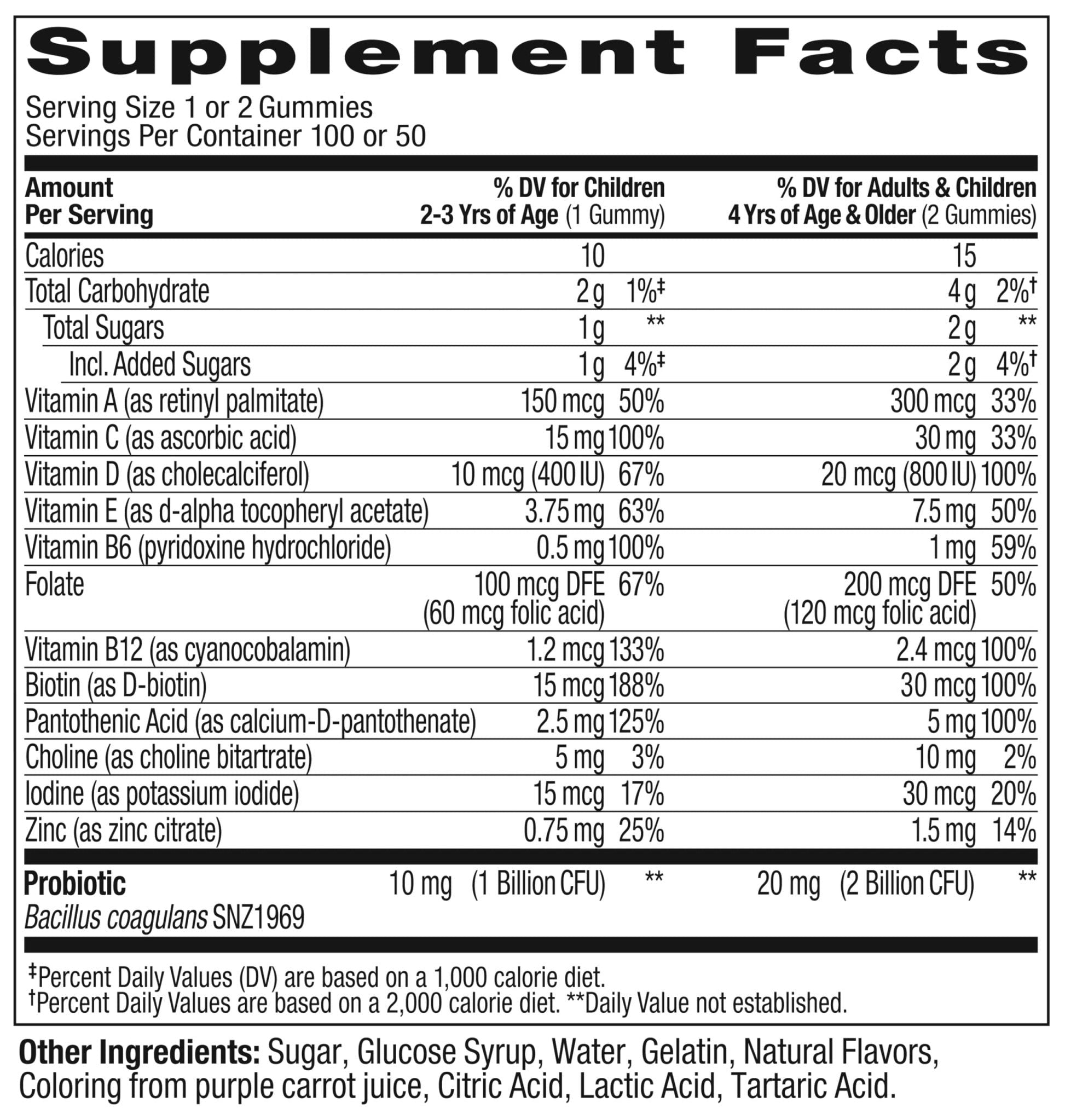OLLY Kids Multivitamin & Probiotic Gummy, Digestive Support, Vitamins A, D, C, E, B, Zinc, Chewable Supplement, Berry Flavor, 50 day supply - 100 Count - PrimeBioHealth - canada supplements