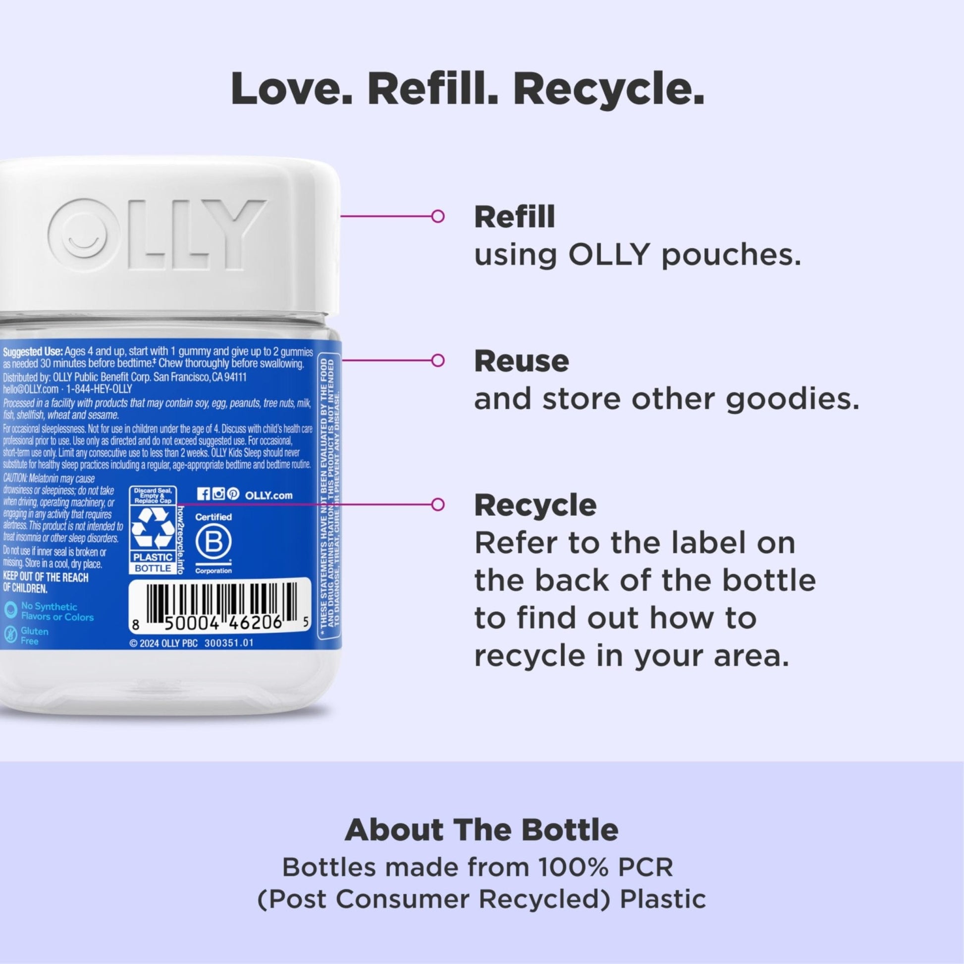 OLLY Kids Sleep Gummies, 0.5mg Melatonin, L Theanine, Chamomile, and Lemon Balm, Raspberry - 70 Count - PrimeBioHealth - canada supplements