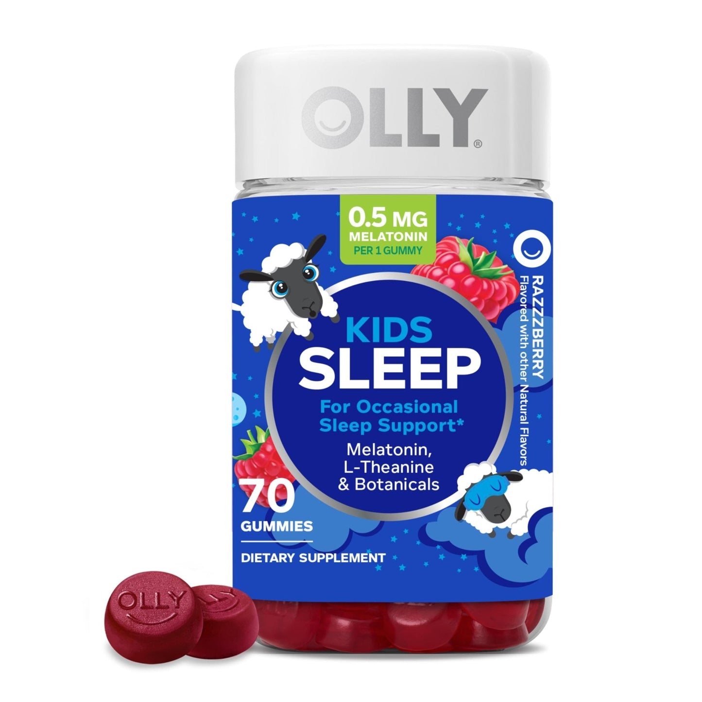 OLLY Kids Sleep Gummies, 0.5mg Melatonin, L Theanine, Chamomile, and Lemon Balm, Raspberry - 70 Count - PrimeBioHealth - canada supplements