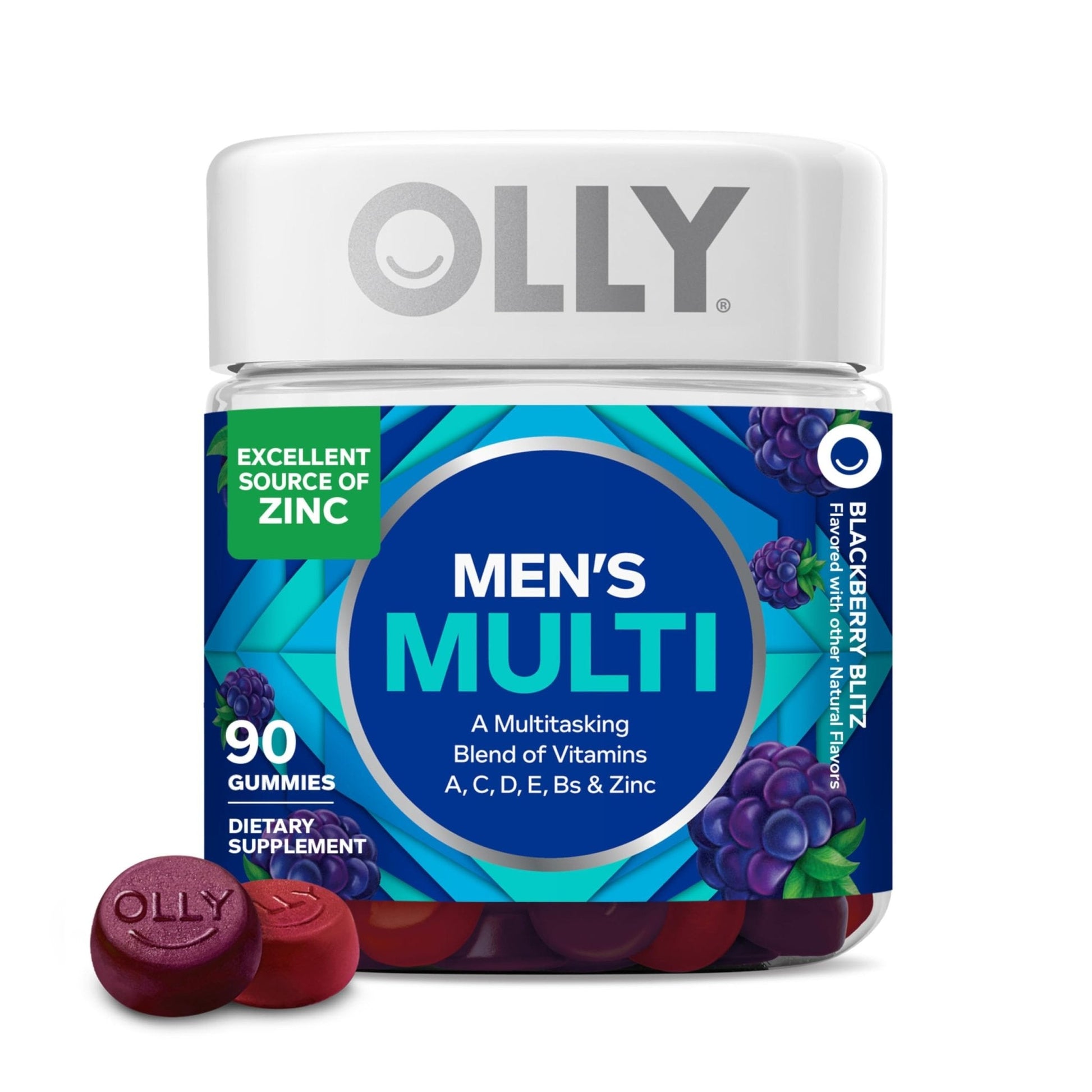 OLLY Men's Multivitamin Gummy, Vitamins A, C, D, E, B, Zinc, Blackberry Flavor, 45 Day Supply - 90 Count - PrimeBioHealth - canada supplements