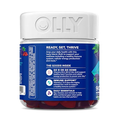 OLLY Men's Multivitamin Gummy, Vitamins A, C, D, E, B, Zinc, Blackberry Flavor, 45 Day Supply - 90 Count - PrimeBioHealth - canada supplements