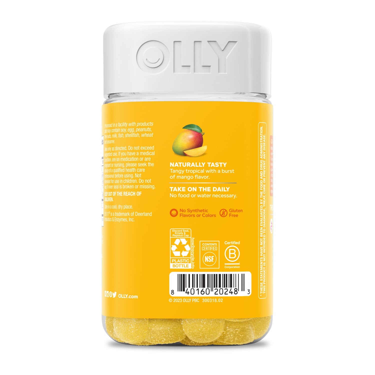 OLLY Probiotic Gummy, 1 Billion CFUs, Immune and Digestive Support, Chewable Probiotic Supplement, Mango, 80 Count - PrimeBioHealth - canada supplements