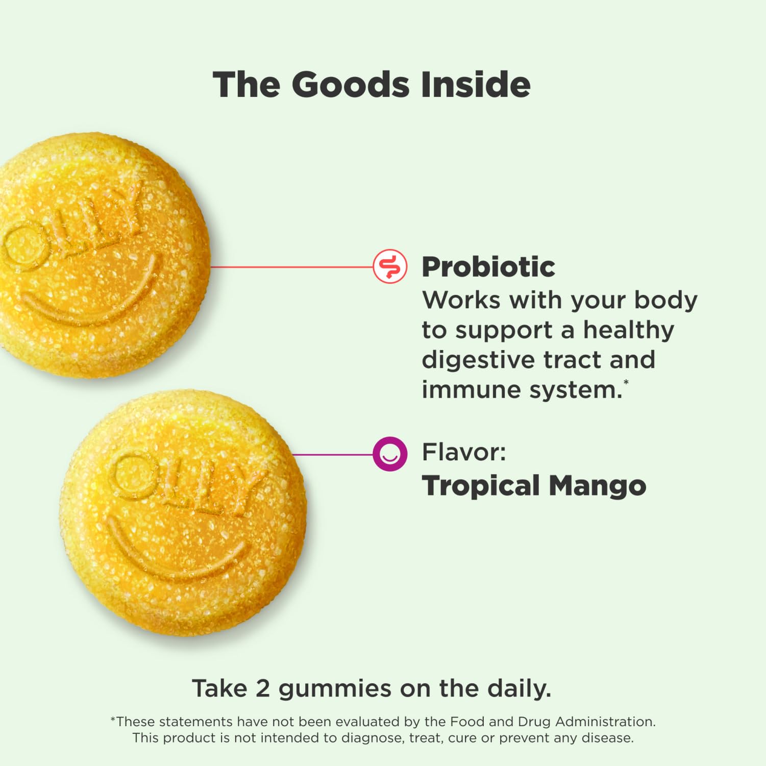 OLLY Probiotic Gummy, 1 Billion CFUs, Immune and Digestive Support, Chewable Probiotic Supplement, Mango, 80 Count - PrimeBioHealth - canada supplements
